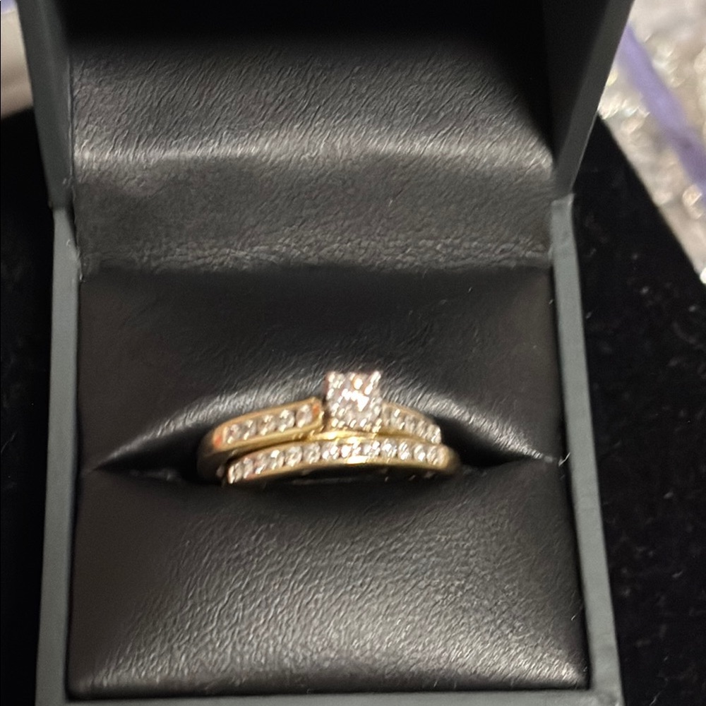 Elegant Gold and Diamonds Ring Set Engagement and Wedding from Michael Hill